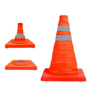 18 in. Collapsible Traffic Safety Cones with Reflective Collar for Road Safety,Orange (4 pack)