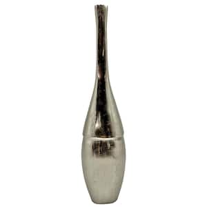 15.5 in. Decorative Aluminum Bowling Pin Vase in Nickel