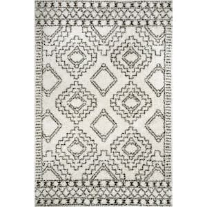 Lacey Moroccan Tribal Shag Off White 6 ft. 7 in. x 9 ft. Area Rug
