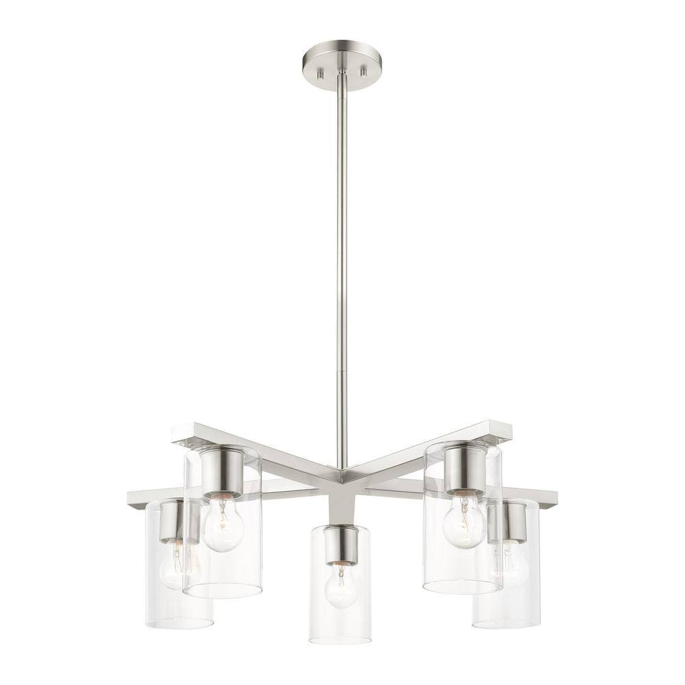 Zurich 26" Brushed Nickel and Crystal 5-Light Chandelier