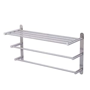 24 in. Brushed Nickel 3-Tier Wall Mounted Towel Rack with Mounting Hardware in Stainless Steel