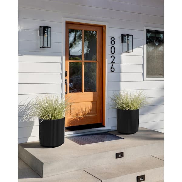 Demi 16 in. Round Black Plastic Pot Planter (2-Pack)