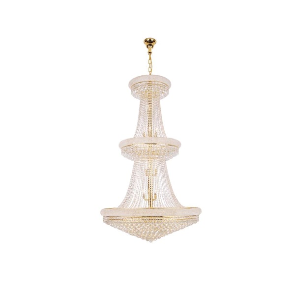 Unbranded Timeless Home 42 in. L x 42 in. W x 72 in. H 38-Light Gold Transitional Chandelier with Clear Crystal