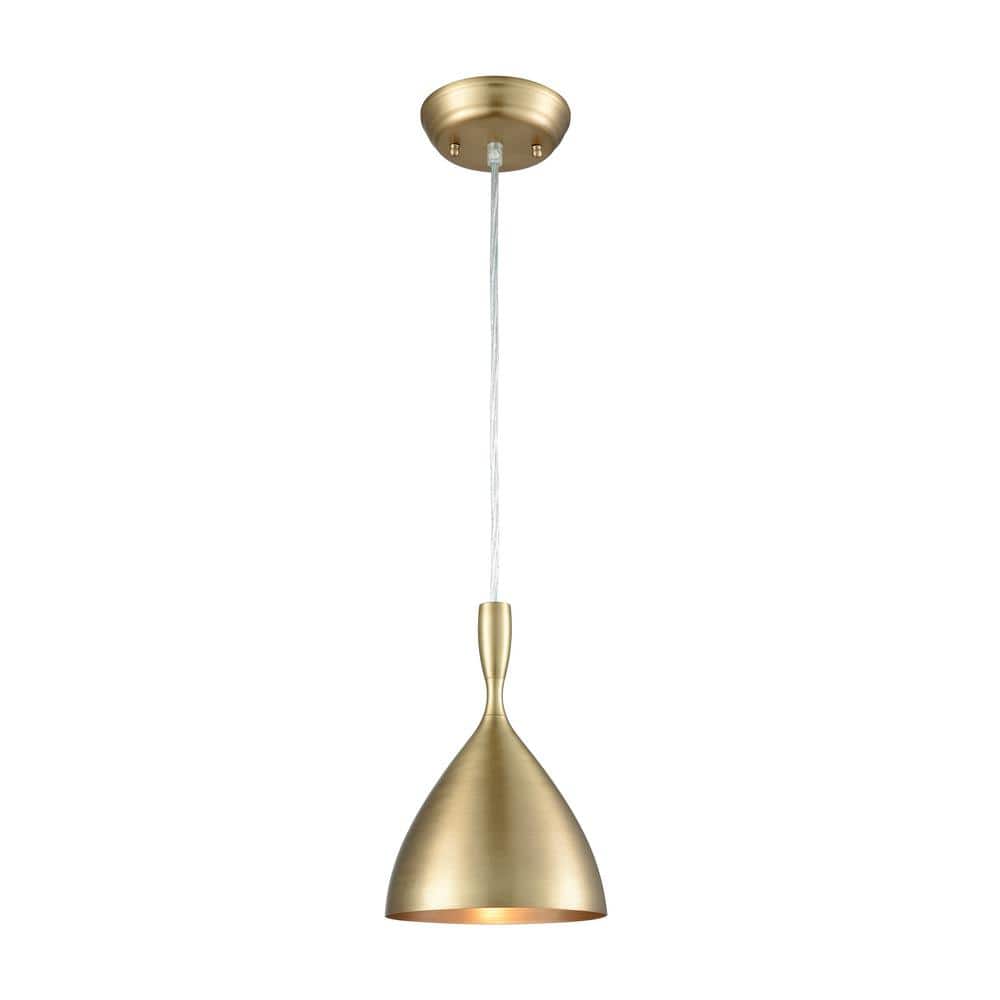 French Brass Mini Pendant Light with Glass Shade