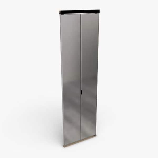 24 in. x 80 in. Beveled Edge Frameless Full Lite Mirror Solid Core MDF Interior Closet Bi-Fold Door with Black Trim