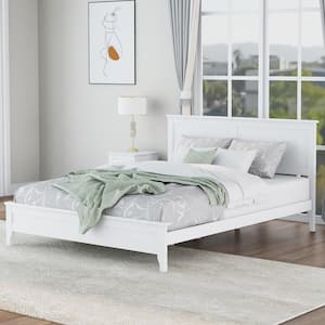 Modern Elegant White Solid Wood Queen Platform Bed (60.70 in. W x 38.20 in. H)