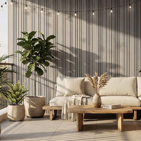 Mlfortlife Light Gray 2 ft. x 2 ft. Slat 3D MDF Acoustic