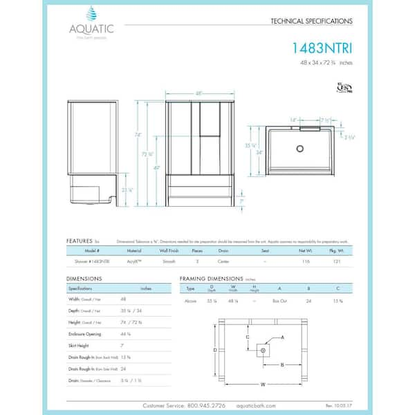 Aquatic Bath  Rectangular, Square, and Neo Angle Showers