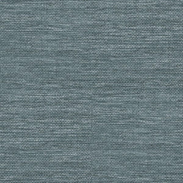 A-Street Prints Malin Dark Blue Faux Grasscloth Wallpaper Sample