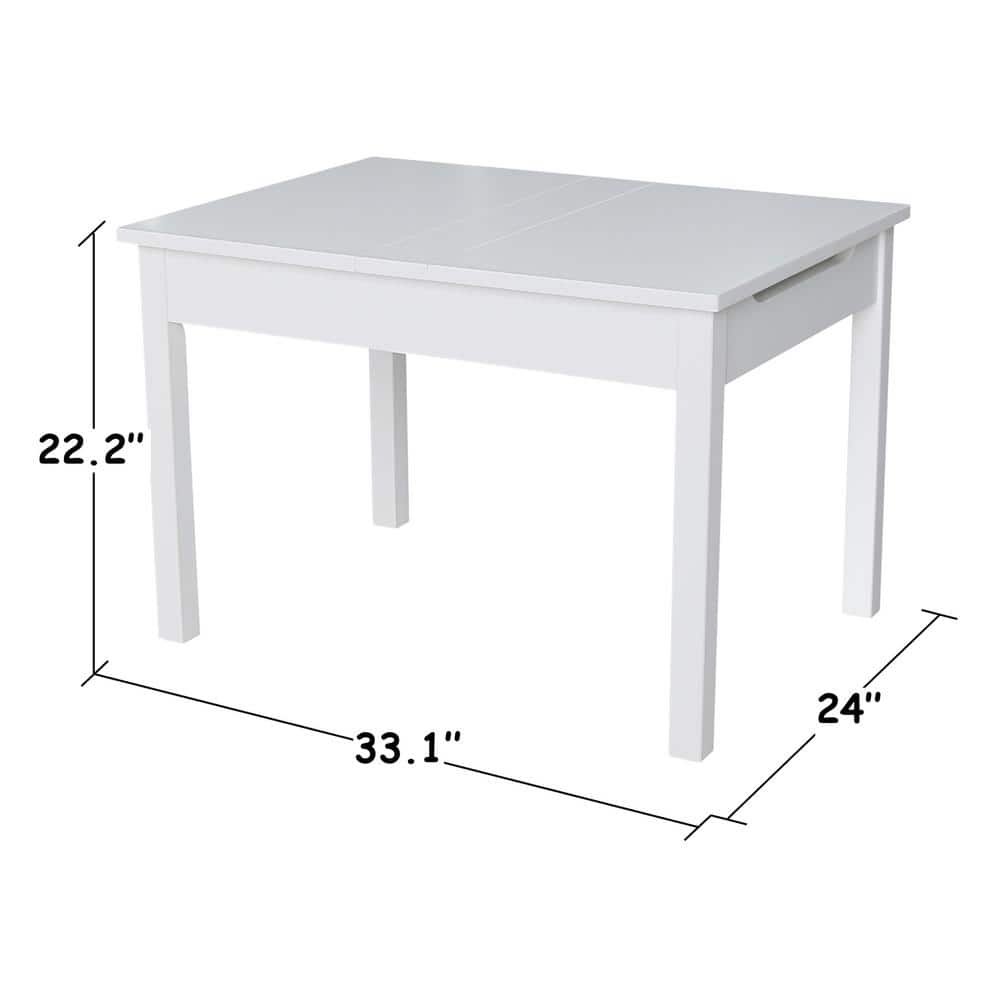 White Rectangular Extendable Wood Lift Top Table