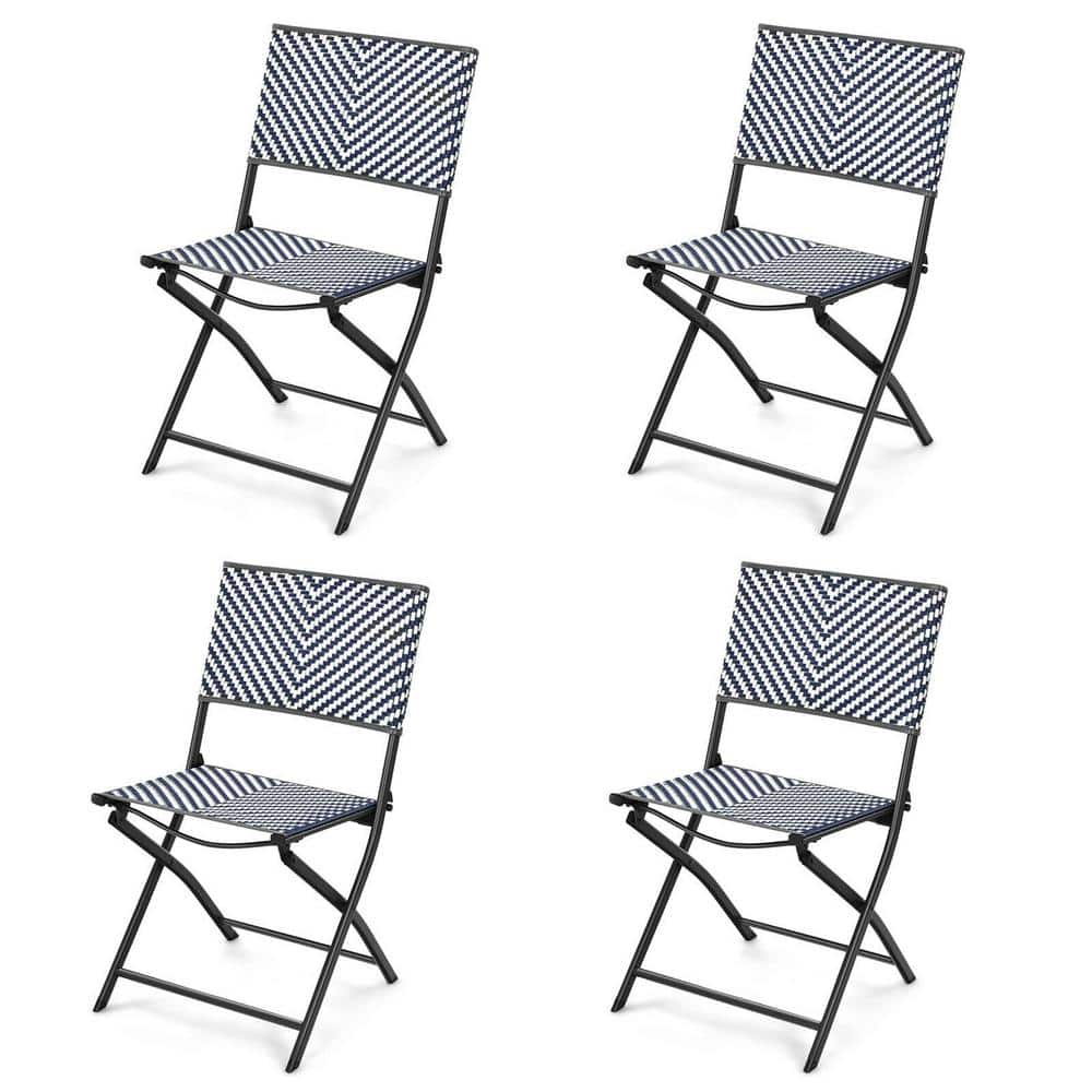 Gymax Patio Folding Rattan Dining Chairs Camping Portable Garden (Set