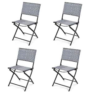 Patio Folding Rattan Dining Chairs Camping Portable Garden (Set of 4 )