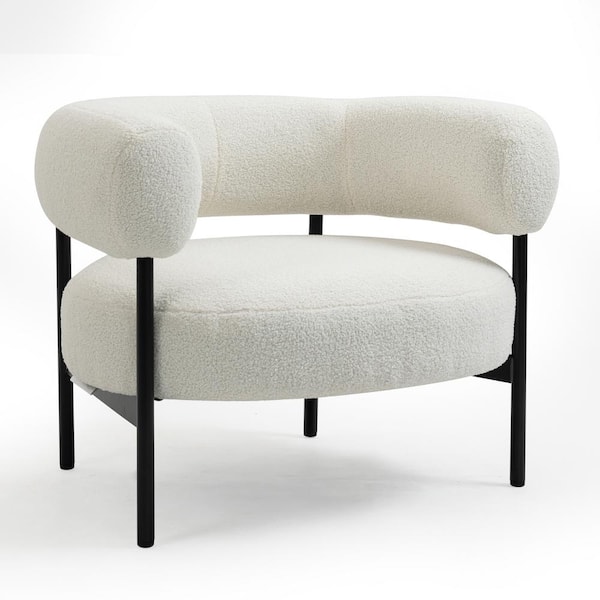 Glamour Home Ayuka White Boucle Accent Chair