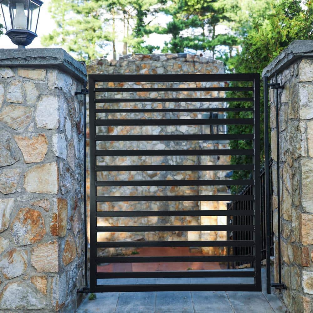 Sofia Black Steel Flat Top Pedestrian Gate with Posts