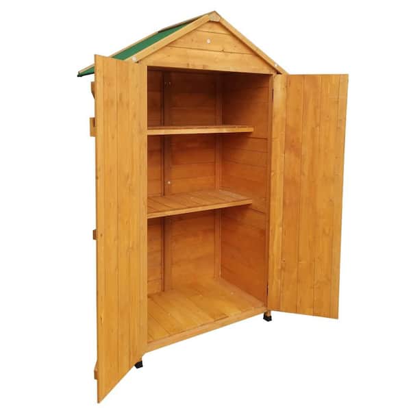 3 ft. W x 2 ft. D, Outdoor Spruce Wood Tool Storage Shed with 2-Wood Shelves, 6 sq. ft.