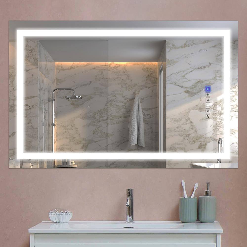 48" x 36" Frameless LED Bathroom Mirror with Anti-Fog