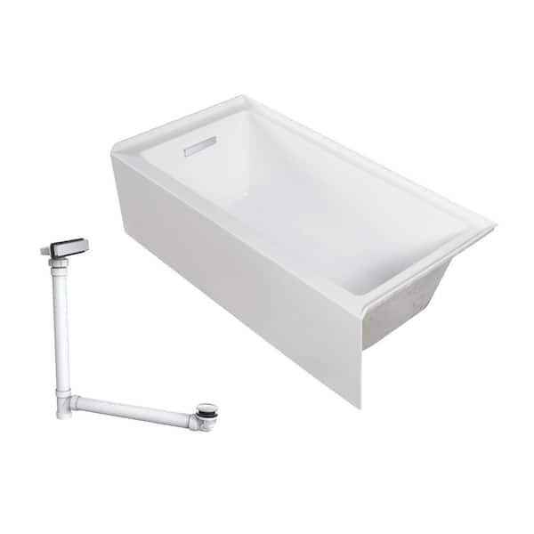 Transolid Unity AFR 60 in. x 32 in. Soaking Bathtub with Left Drain in White/Polished Chrome