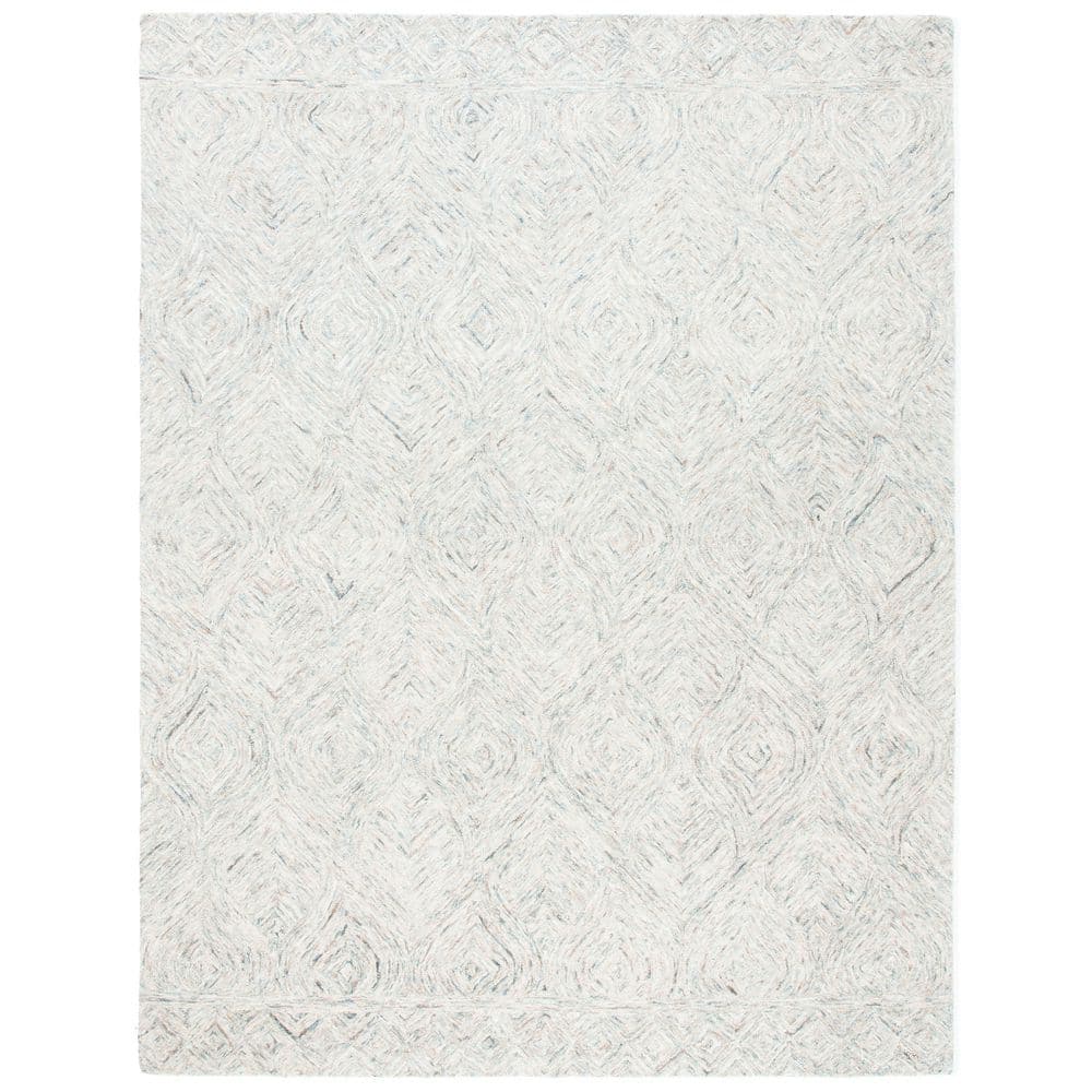 SAFAVIEH Ikat Beige/Grey 8 ft. x 10 ft. Trellis Striped Area Rug