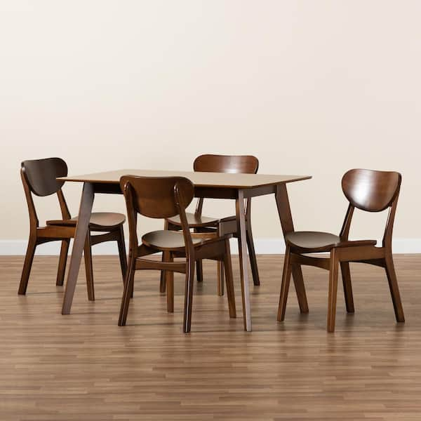 Baxton Studio Katya 5 Piece Walnut Brown Dining Set