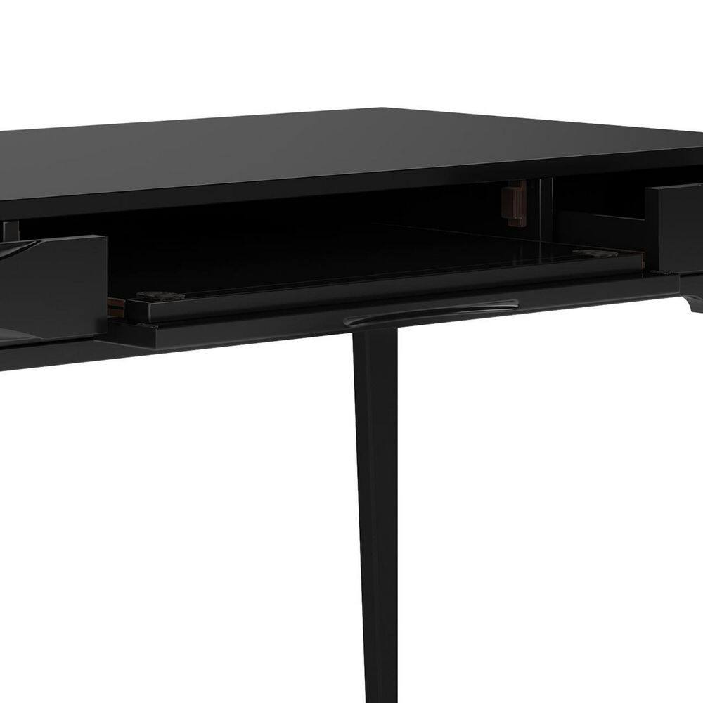 Harper Black Solid Wood Desk with Keyboard Tray