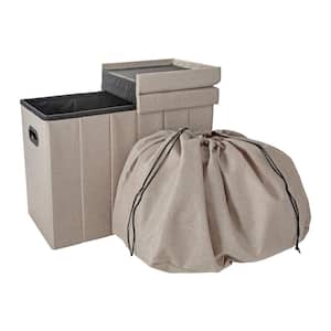Collapsible Flip Top Hamper Ottoman in Natural
