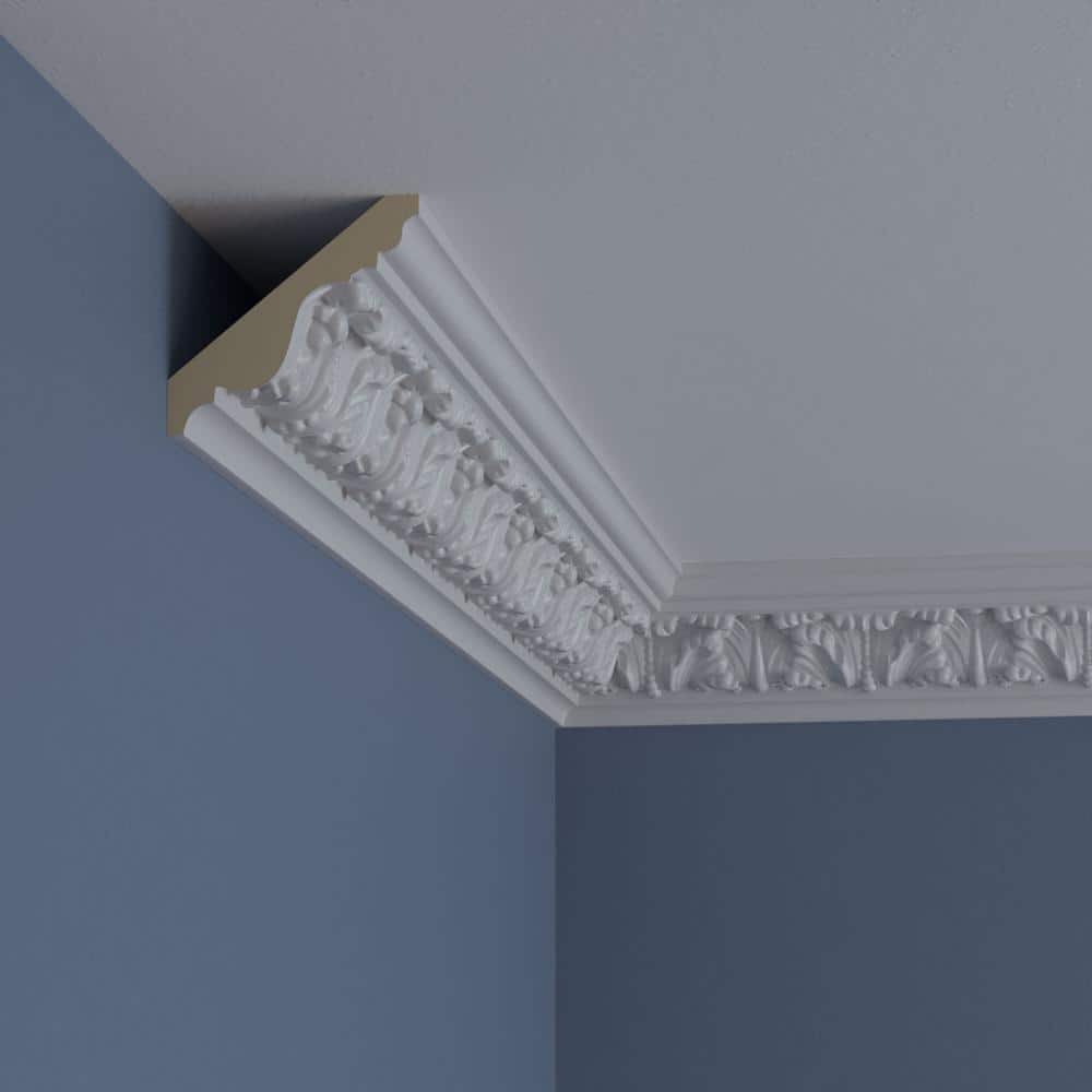 White Polyurethane Acanthus Crown Moulding 3-1/4"H x 12"L