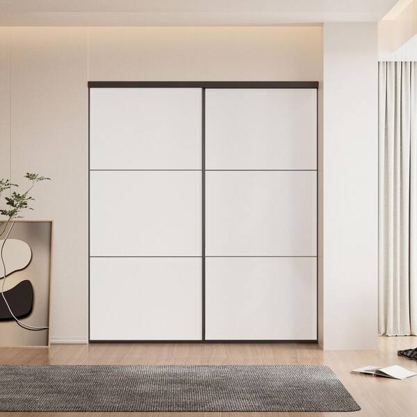 Kobiworks 60 in. x 86 in. 3-Lite White MDF Board Interior Closet