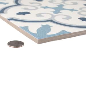 Monteca Blue Encaustic 9-3/4 in. x 9-3/4 in. Porcelain Floor and Wall Tile (11.11 sq. ft./Case)