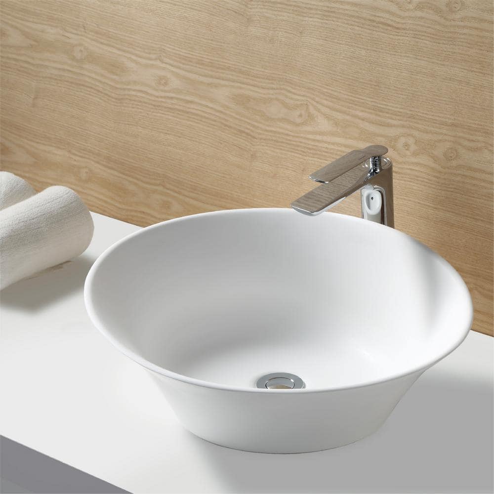Elegant Matte White Acrylic Oval Above-Counter Vessel Sink