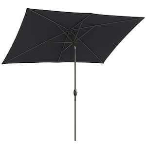 10 ft. x 6.5 ft. Aluminum Outdoor Patio Market Umbrella with Hand Crank Lift in Black