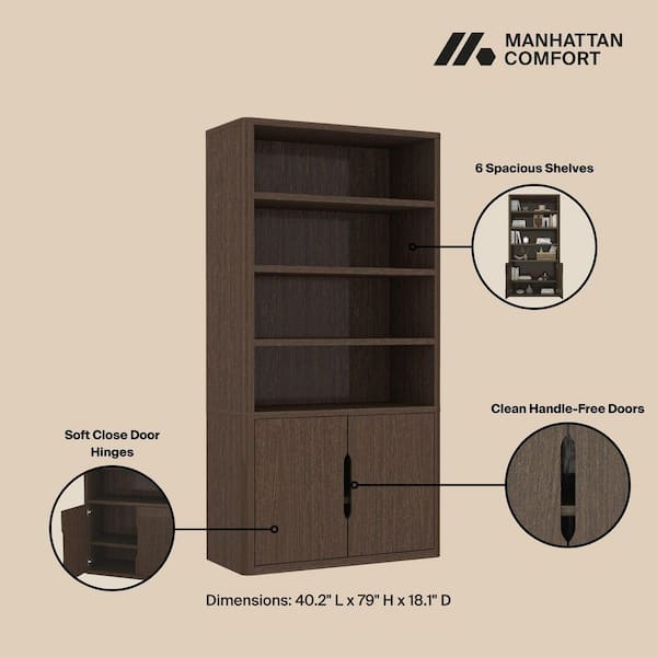 Manhattan Comfort Rivington 79 in. Tall Modern Walnut Composite