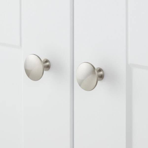 Everbilt - Refined 1-3/16 in. Satin Nickel Classic Round Cabinet Knob (50-Packs)