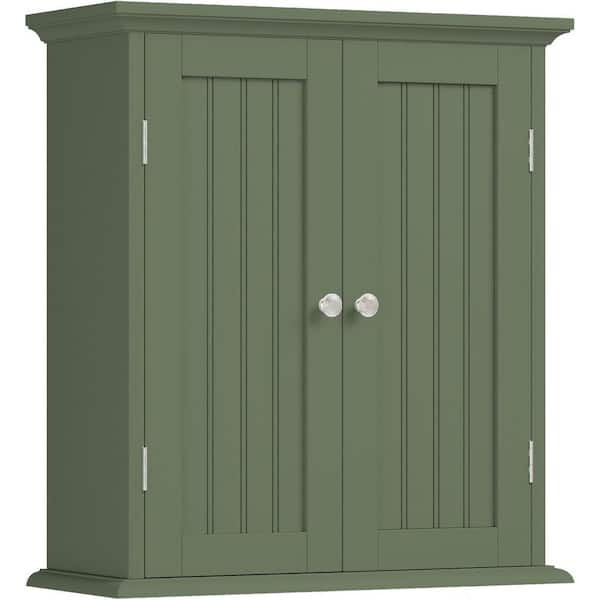 21.1 in. W x 24 in. H Wood Rectangular Green Wall Mount Medicine Cabinet without Mirror