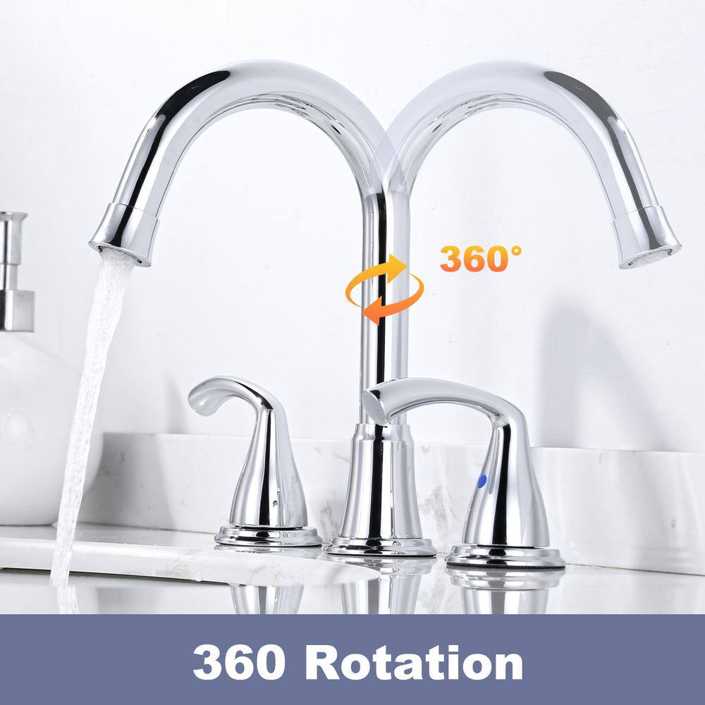 Polished Chrome 8 in. Widespread Double Handle Bathroom Faucet