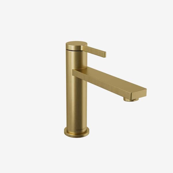 TINIAN Single Hole Single Handle Bathroom Faucet with Pop-up Drain in Brushed Gold