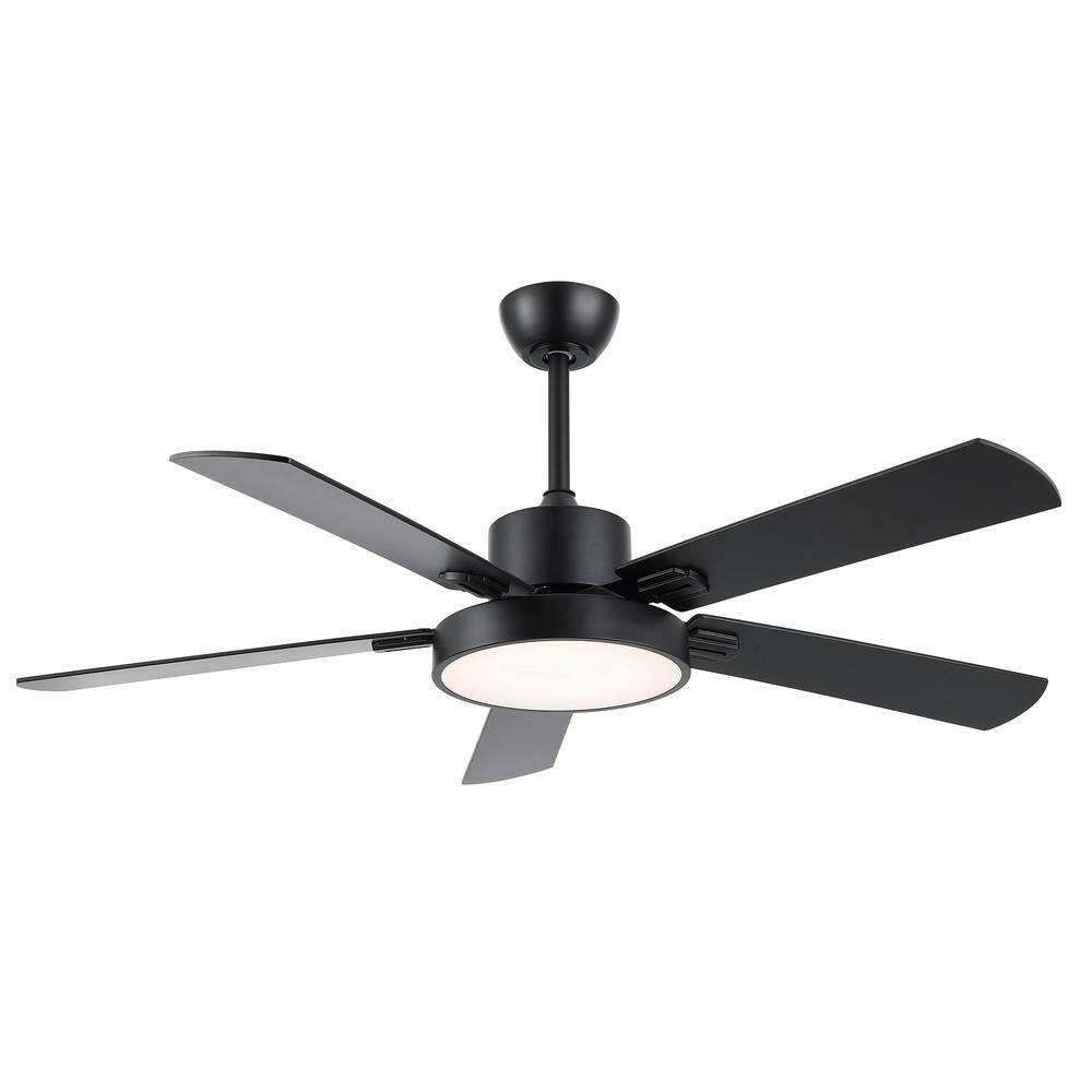 Modern Black 52-Inch LED Ceiling Fan with Remote and Light Kit