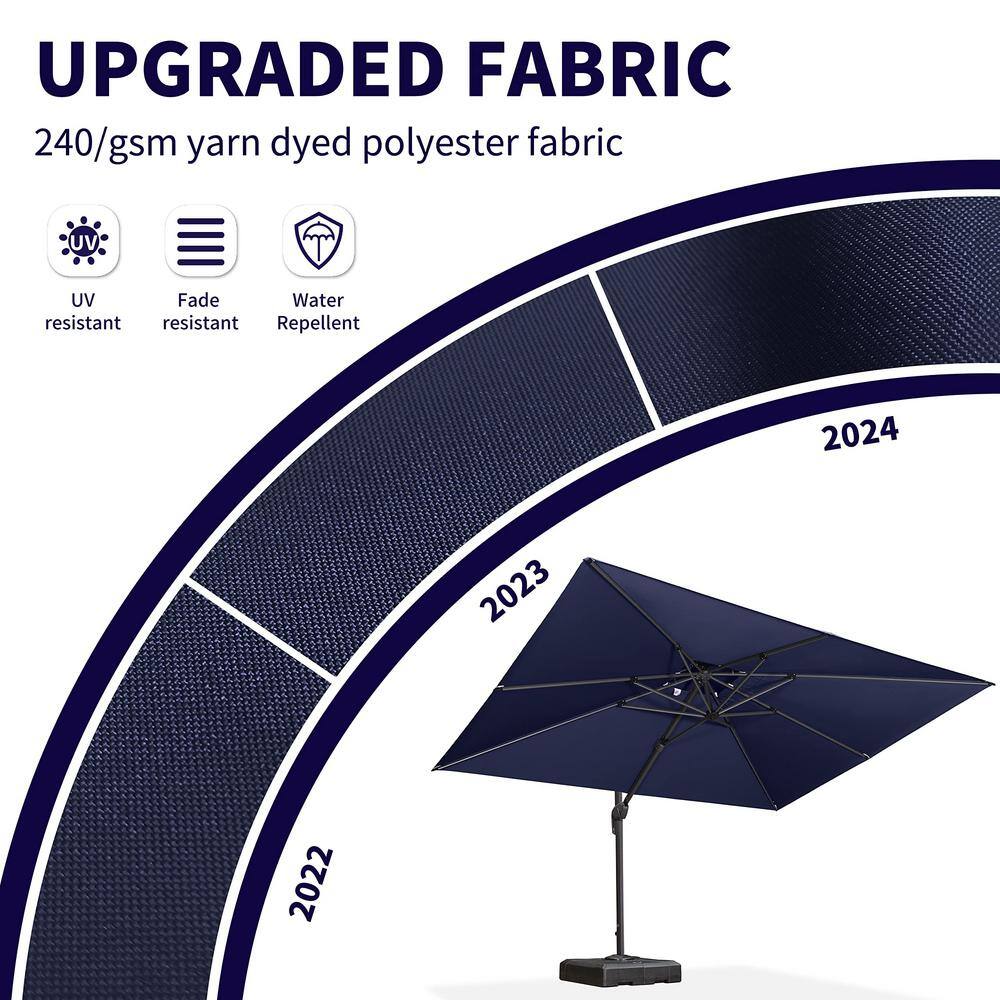 Navy Blue Rectangular Cantilever Patio Umbrella with Aluminum Pole