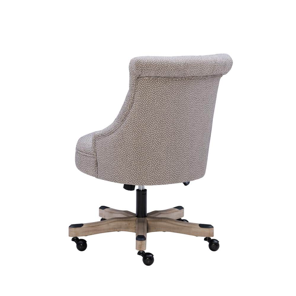 Sinclair Light Gray Swivel Executive Office Chair with Wood Base
