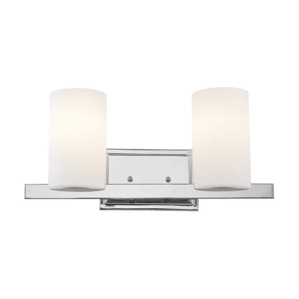 Polished Chrome 2-Light Vanity with Satin Opal Glass