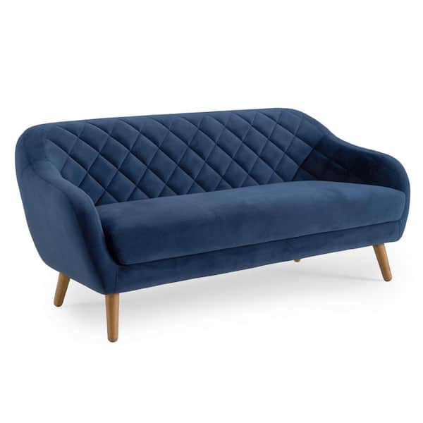 RST Brands Isobel 72 in. Cobalt Blue Polyester 3-Seater English Rolled Arm Sofa with Wood Legs