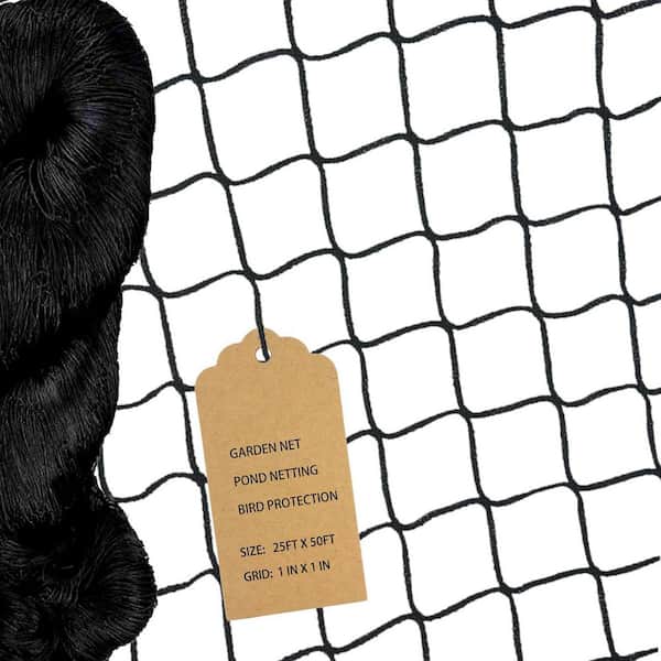 KIWDZFU 25 x 50 ft. Heavy Duty 1 in. Mesh Nylon Bird Netting for Chicken Coop, Garden, Blueberry Bushes, Fruit Trees, Hawk Proof