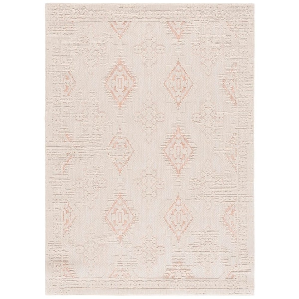 Milos Ivory/Rust 9 ft. x 12 ft. Geometric Diamond Indoor/Outdoor Area Rug