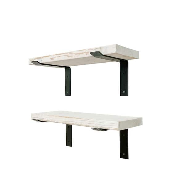 Intrinsic Haven Industrial 28 in. W x 10 in. D White Pine Wood Heavy Duty Decorative Wall Shelf Set with Brackets