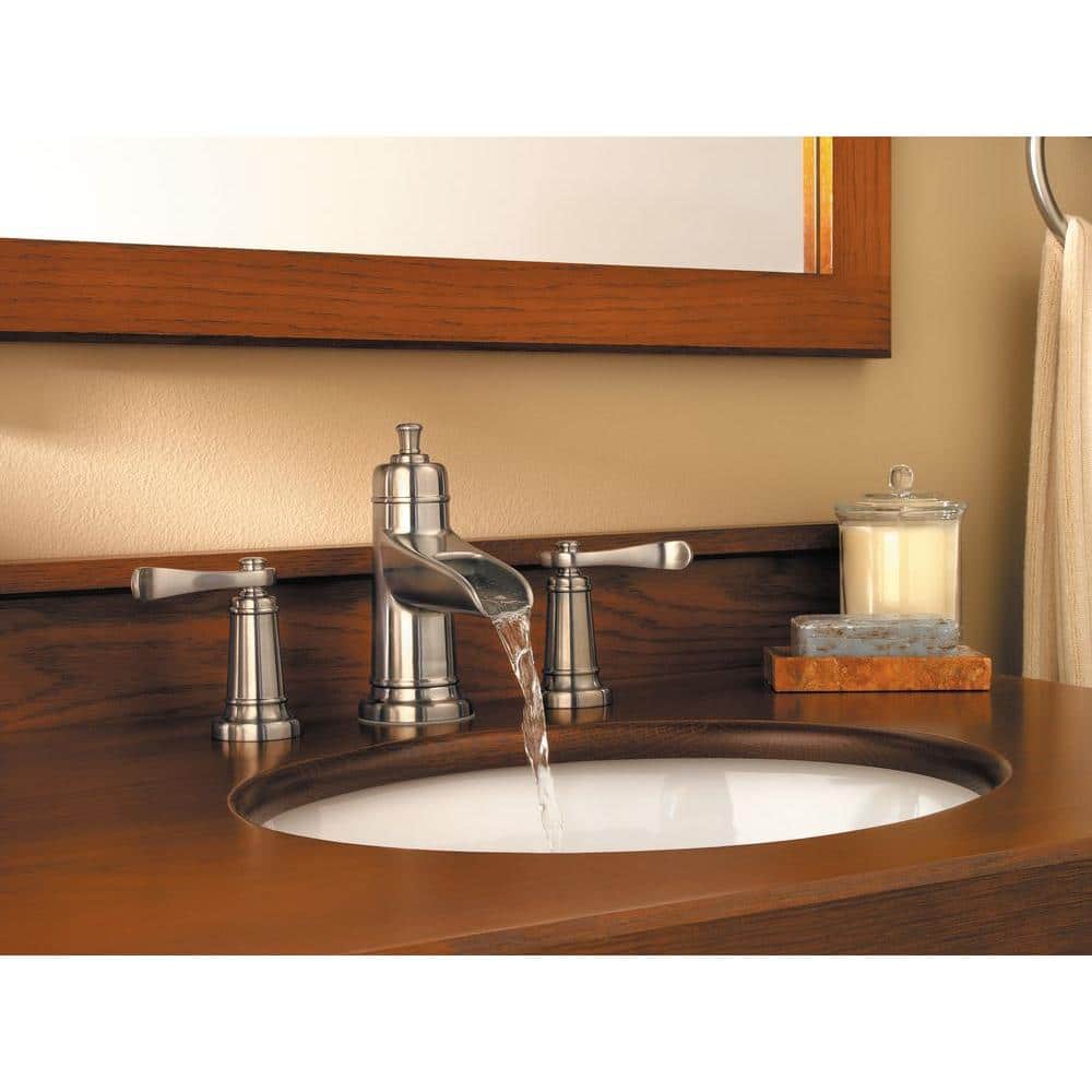 Ashfield Brushed Nickel 2-Handle Widespread Waterfall Bathroom Faucet