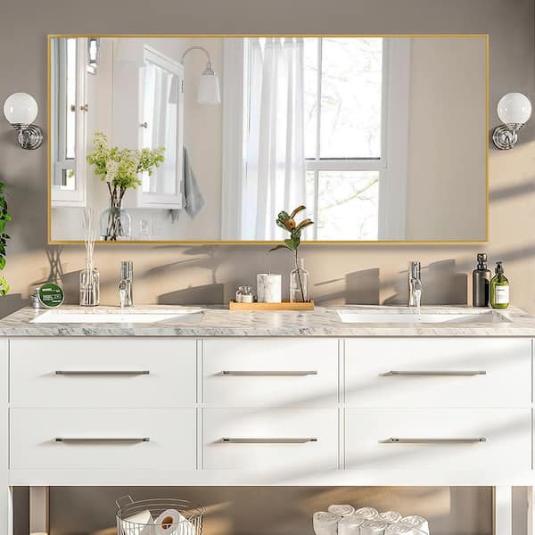 Dovelina 69 in. H x 32 in. W Rectangular Metal Gold Wall Mirror