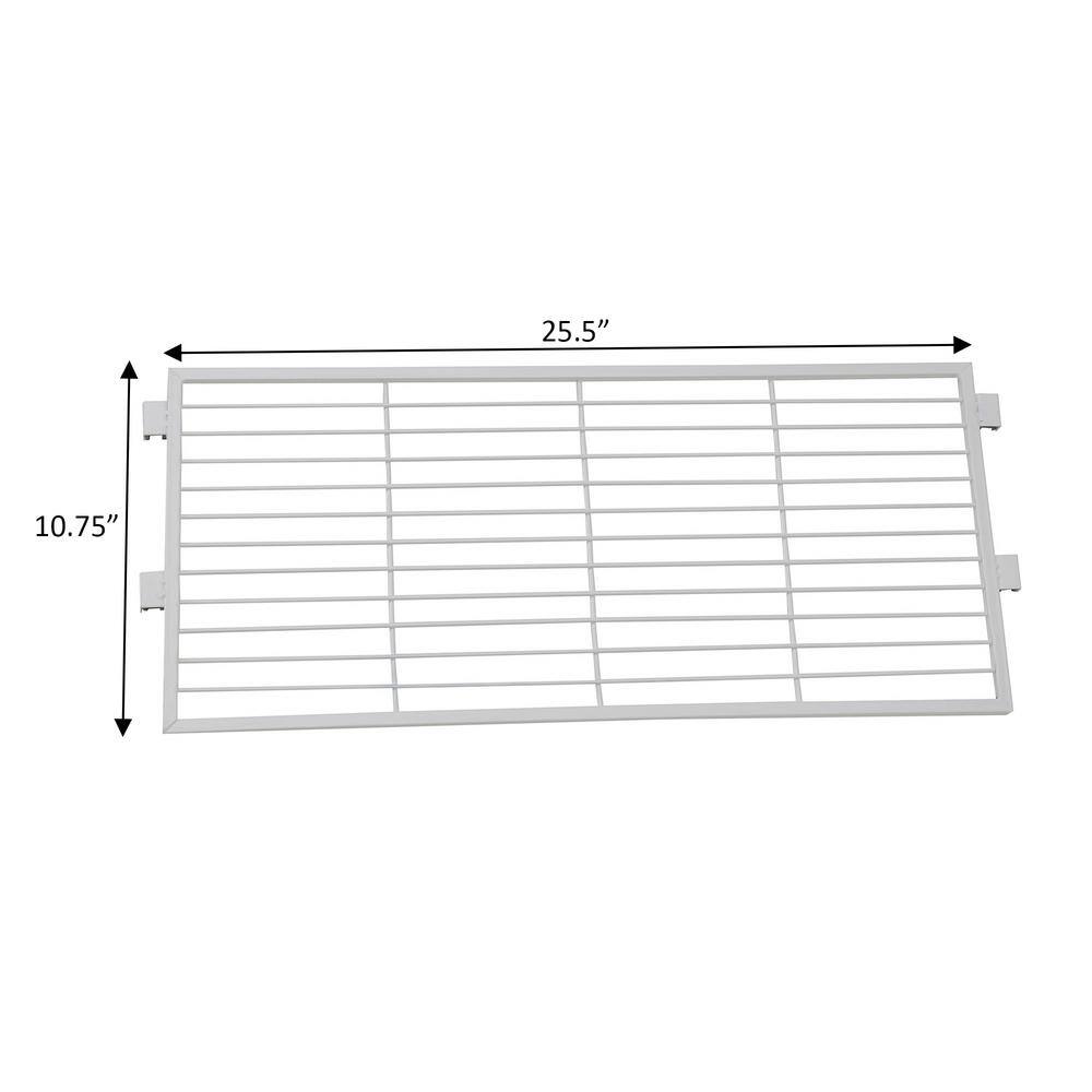 White Powder-Coated Metal Storage Shelf Extension Set, 25.5"