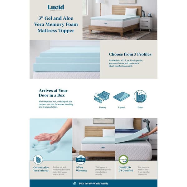 Home Decorators Collection 3 in. Twin XL Quilted Cooling Gel Memory Foam  Mattress Topper HK-QGT-3TXL - The Home Depot
