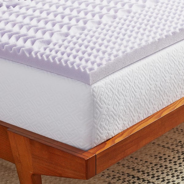 Lucid 2 in. California King Memory Foam Mattress Topper Purple