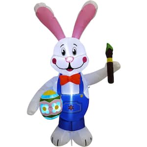 4 ft. Bunny Rabbit Painting an Easter Egg Inflatable with Lights