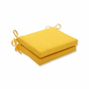 Solid 18.5 in. x 16 in. Outdoor Dining Chair Cushion in Yellow (Set of 2)